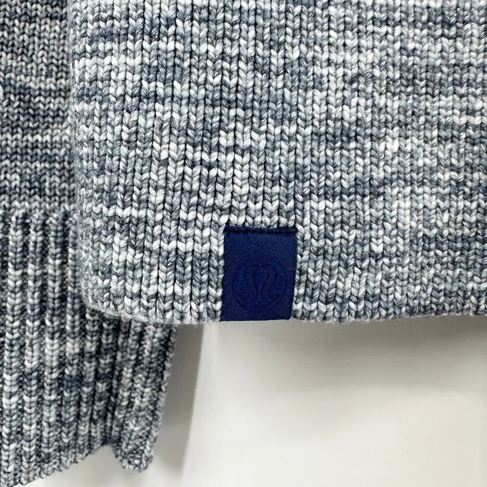 Lululemon Boxy‎ Cotton-Blend Sweater Fisherman Knit in Blue Gray Size Small